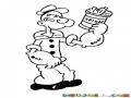 Dibujo De Popeye El Marino Con Una Lata De Espinacas Para Pintar Y Colorear