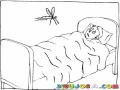 Dibujo De Zancudo Molestando En La Noche A Un Chico Durmiendo Para Pintar Y Colorear A Un Mosquito Zumbador