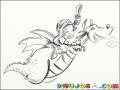Dibujo De Nino Volando Sobre Un Dragon Para Pintar Y Colorear