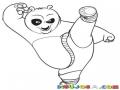 Dibujo De Kung Fu Panda Tirando Una Patada Para Pintar Y Colorear