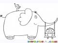 Ddibujo De Elefante Con Bebe Columpiandolo En Un Columpio Para Pintar Y Colorear