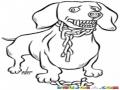 Dibujo De Perro Salchicha Rabioso Con La Cadena Reventada Para Pintar Y Colorear Cuidado Con El Perro