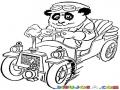 Dibujo De Oso Panda En Un Carrito Clasico Para Pintar Y Colorear