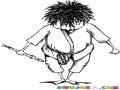Dibujo De Nino Karateca Con Flauta Para Pintar Y Colorear