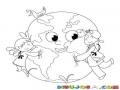 Dia Del Mundo Dibujo De Ninos Abrazando Y Aprentando Al Planeta Tierra Para Pintar Y Colorear
