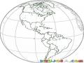 Dibujo Del Planeta Tierra Con Mapa De America Para Pintar Y Colorear El Mundo Con Norte America Centro America Y Sur America