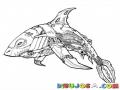 Tiburon Mecanico Dibujo De Robot Tiburon Para Pintar Y Colorear Tiburon 3D