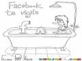 Facebook Te Vigila Dibujo De Facebook En La Tina Para Pintar Y Colorear