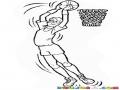 Dibujo De Hombre Alto Clavando Una Pelota De Basketball De Reversa En Un Aro De Basquetbol Para Pintar Y Colorear Una Canasta Con Slam Dunk