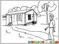 Dibujo De Granjero Camino Hacia Su Casa Para Pintar Y Colorear