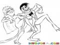 Dibujo De Boda De Una Mujer Cara De Rana Casandose Y Bailando Con Un Hombre Con Pies De Rana Para Pintar Y Colorear