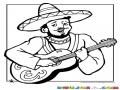 Dibujo De Mexicano Con Guitarra Y Sombrero Charro Para Pintar Y Colorear