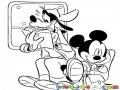 Dibujo De Pluto Y Mickey Mouse En Un Tren Para Pintar Y Colorear
