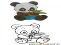 Colorear osito panda comiendo hoja de bambu