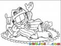 Dibujo De Garfield Con Pijama Para Pintar Y Colorear