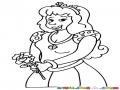Dibujo De Princesa Con Una Flor Para Pintar Y Colorear
