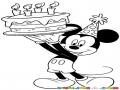 Dibujo De Mickey Mouse Con Un Pastel Para Pintar Y Colorear