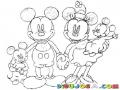 La Familia De Mickey Mouse Para Pintar Y Colorear Dibujo De Mickey Con Mimi Su Hijo Y Su Hija