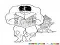Dibujo De Hulk Leyendo El Periodico Para Pintar Y Colorear
