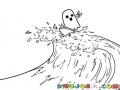 Dibujo De Fantasma De Pacman Surfeando Para Pintar Y Colorear