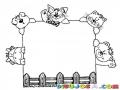 Dibujo De Tarjeta Con Marco De Animalitos Para Recortar Pintar Y Colorear Tarjeta De Animalitos Vaquita Perrito Conejito Gatito Y Osito