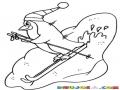 Dibujo De Pinguino Esquiando Para Pintar Y Colorear