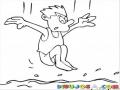 Dibujo De Chapuzon Para Pintar Y Colorear Salto De Un Hombre Al Agua Sentado