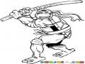 Dibujo De Tortuga Ninja Con Sable Pelado Para Pintar Y Colorear