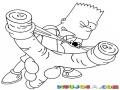 Dibujo De Hondazo En La Cara Para Pintar Y Colorear A Bart Simpson Con Una Honda De Hule Listo Para Tirar Una Piedra