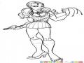 Dibujo De Mujer En Minifalda Con Latigo De Tres Puntar Para Pintar Y Colorear