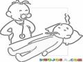 Pediatra De Ninos Dibujo De Pediatra Con Bebe Enfermo Con Fiebre Y Temperatura Alta Para Pintar Y Colorear Nene Con Termometro Y Calentura