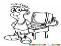 Dibujo De Chico Nerdo Informatico Experto En Computacion Para Pintar Y Colorear Programador Junior Con Su Computadora