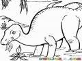 Dibujo De Un Dinosaurio En Un Pantano Comiendo Hojas Para Pintar Y Colorear