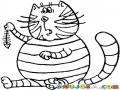 Dibujo De Gato Con Esqueleto De Pescado Para Pintar Y Colorear