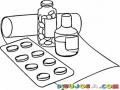 Medicamentos Dibujo De Blister De Tabletas Frasco De Pastillas Y Jarabe De Medicina Para Pintar Y Colorear