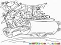 Troncomobil Dibujo De Los Picapiedras En Su Carro Troncomovil Para Pintar Y Colorear A Pedro Vilma Pebles Y Dino