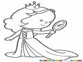 Dibujo De Princesita Viendose En Un Espejo Para Pintar Y Colorear Princesa Con Espejito