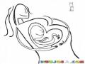 Dibujo De Mama Embarazada Con Dibujo De Su Bebe Para Pintar Y Colorear