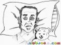 Hombre Miedoso Dibujo De Hombre Acostado Con Su Osito De Peluche Sin Poder Dormir Por Miedo Para Pintar Y Colorear