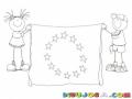 Bandera De Union Europea Para Pintar Y Colorear Dibujo De Ninos Con La Bandera Azul Y Estrellas Doradas De La Academiaeuropea