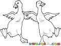 Dos Patos Bailando Para Pintar Y Colorear