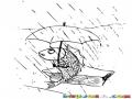 Dibujo De Pez Bajo La Lluvia Con Sombrilla Para Pintar Y Colorear Pescado Con Paraguas