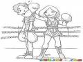 Dibujo De Mujer Boxeadora Pegandole A Un Hombre Para Pintar Y Colorear