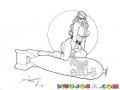 Dibujo De Una Mujer Sobre Un Torpedo Para Pintar Y Colorear
