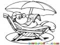 Dibujo De Tortuga Descansando En La Playa Para Pintar Y Colorear