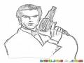 Dibujo Del Agente 007 Con Una Secadora De Pelo Para Pintar Y Colorear