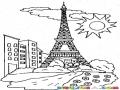 Dibujo De La Torre Eiffel Para Pintar Y Colorear Un Paisaje De Paris Francia