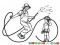 Dibujo De Granjero Saltando Cuerda Con Una Manguera Para Pintar Y Colorear