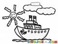 Dibujo De Barco En El Mar Para Pintar Y Colorear