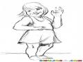 Dibujo De Nina Gordita Y Obesa Para Pintar Y Colorear Nena Con Sobrepeso